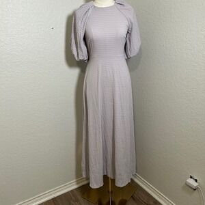 ASOS DESIGN Lilac Textured‎ Puff Sleeve Open Back Maxi Dress US Size 6